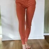 High Waisted Cotton Yoga Pants in Sunset Orange