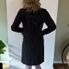 Image of Long Open Cotton Cardigan with Hoodie in Charcoal 5